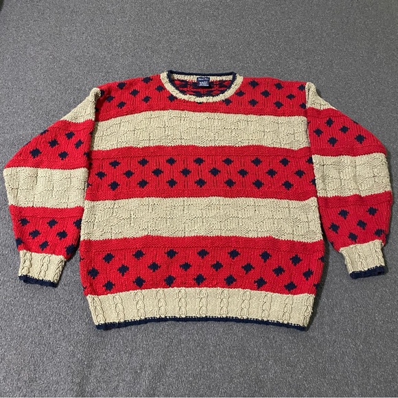 Vintage Gant The Rugger Hand Knit Pullover Sweater 100% Cotton Size Medium - Picture 1 of 6